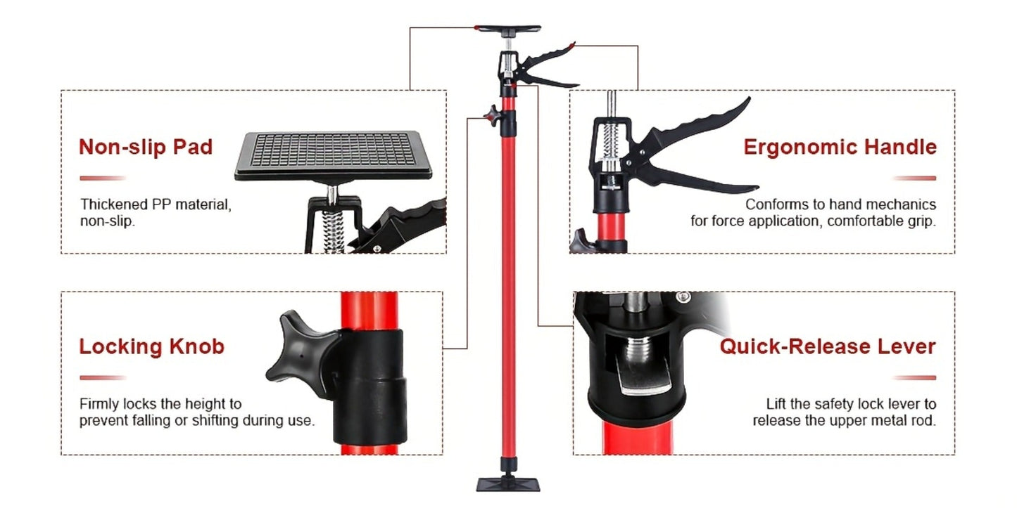 Telescopic Support Rod Adjustable 11.8-114in Anti-Slip Third Hand Support System 2pcs Drywall for Entryways, Bedrooms and Living Spaces