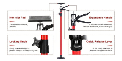 Telescopic Support Rod Adjustable 11.8-114in Anti-Slip Third Hand Support System 2pcs Drywall for Entryways, Bedrooms and Living Spaces