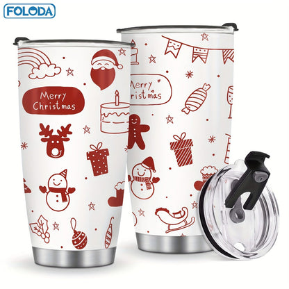 Insulated Tumbler 20oz Christmas Patterns with Stainless Steel, Lid, Straw and Seven Designs