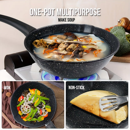 Non-Stick Cookware Set 4pcs Aluminum Frying Pan Kitchen Cooking Set Even Heat Distribution for Home Cooking, Dining and Outdoor Meals