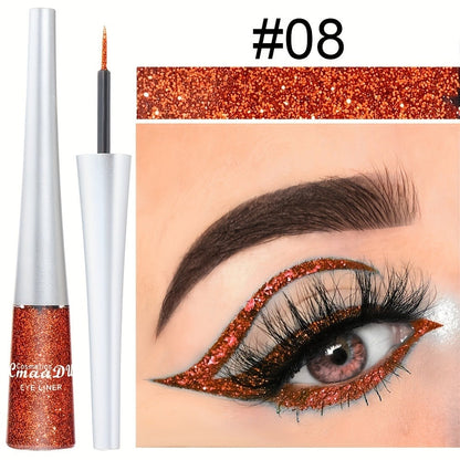 Glitter Liquid Eyeliner Set 16 Colors Waterproof Shimmer Metallic Eye Liner Pen Kit – Long-Lasting Smudge-Proof Sparkle Eye Makeup for Party