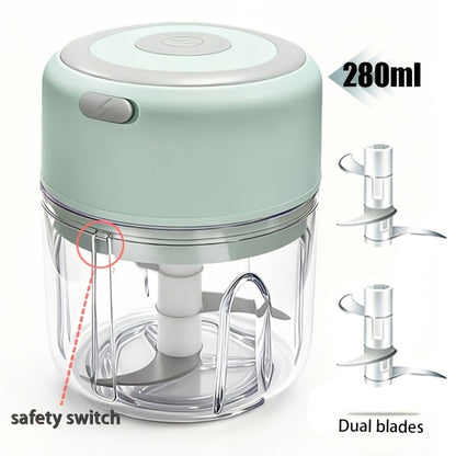 Mini Food Processor USB Rechargeable Electric Chopper 9.47oz, Portable Wireless Meat Grinder & Blender for Garlic