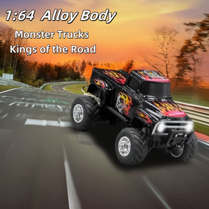 RC Monster Truck 1:64 Scale Alloy Shell with LED Lights, Multi-Control Modes, Adjustable Speed & Steering