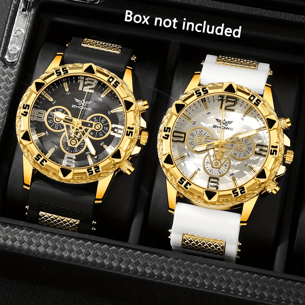 Men's Quartz Watch - 's Sports Set of 2 Large Dial Silicone Strap Wristwatch for , Casual - product detail view 12