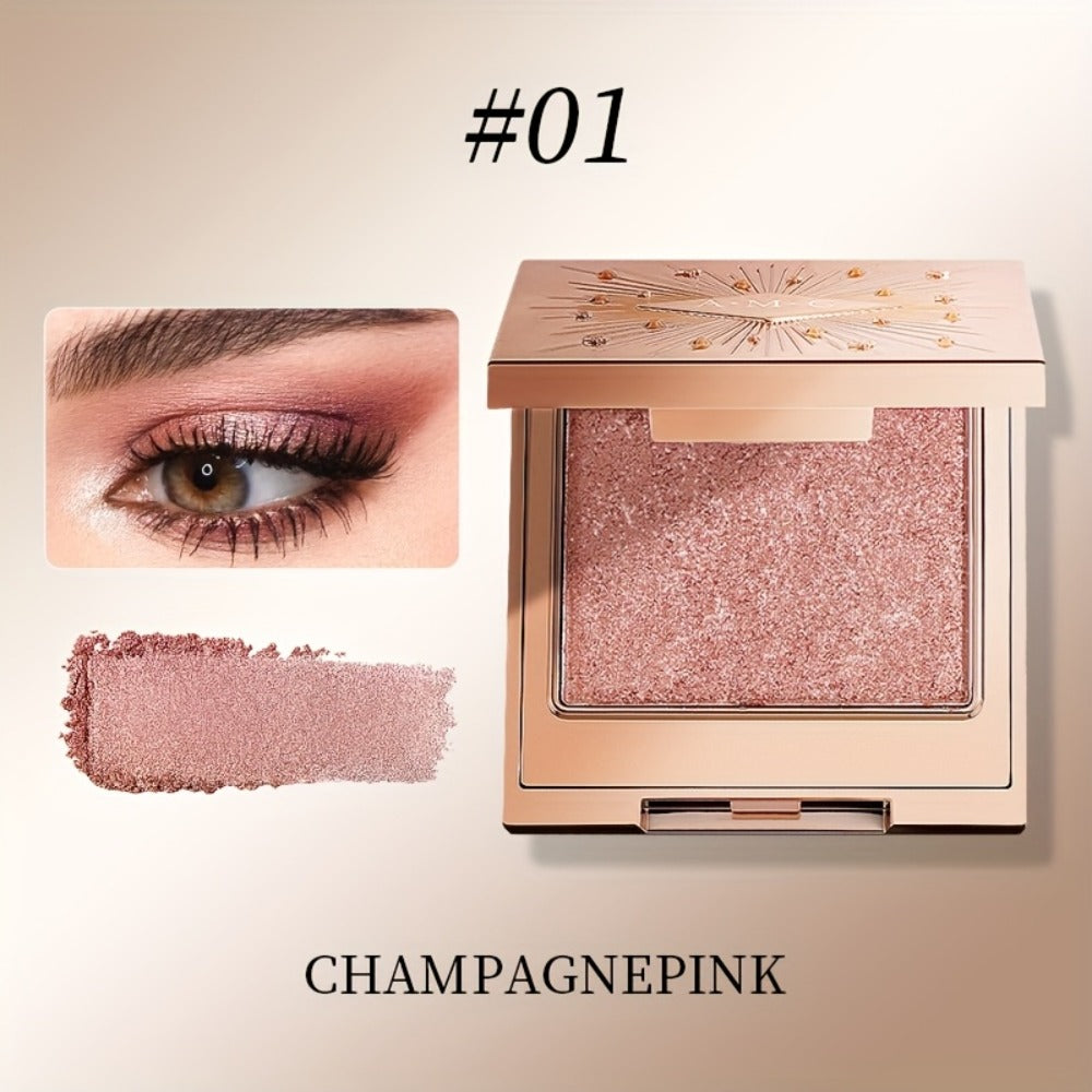 Shimmer Eyeshadow Palette 5 Shades Glowing Waterproof Creamy Blendable Formula with Built-in, for Makeup, Travel and Everyday Vanity Use