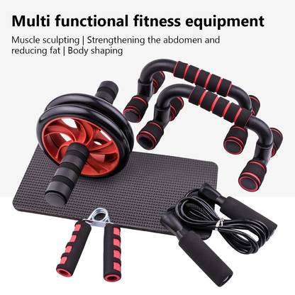 7-Piece Ab Workout Set – Push-Up Bars, Ab Wheel, Mini Mat, Resistance Band, Jump Rope & Hand Gripper – Core Training Kit for Men & Women