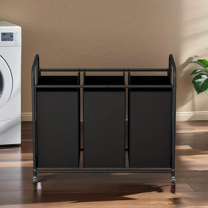 3-Bag Laundry Sorter Cart 63.4 Gallon, Rolling Hamper with Lockable Wheels & Removable Bags