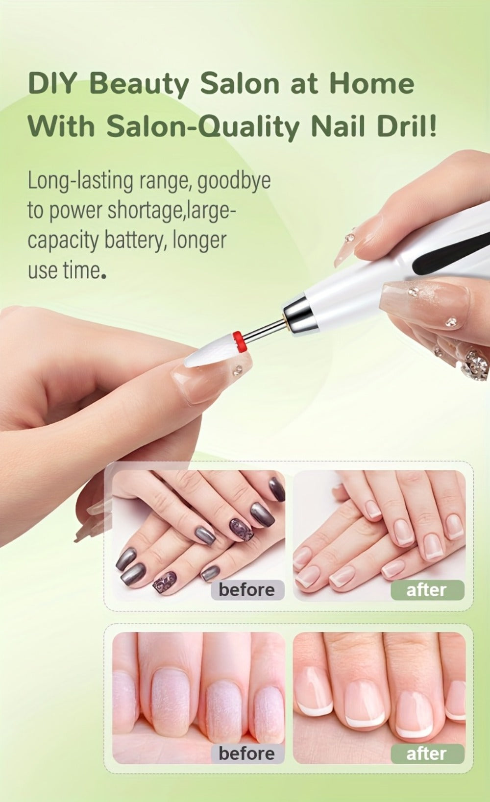 Electric Nail Drill Kit 12 Bits & Stand, 20000RPM Professional Nail File for Gel Polish Removal, Acrylic