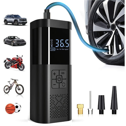 Portable Tire Inflator Air Compressor 150PSI – Cordless Smart Air Pump with Digital Pressure Gauge, LCD Display, 3X Fast Inflation