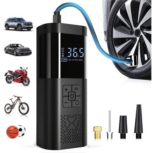 Portable Tire Inflator Air Compressor 150PSI – Cordless Smart Air Pump with Digital Pressure Gauge, LCD Display, 3X Fast Inflation