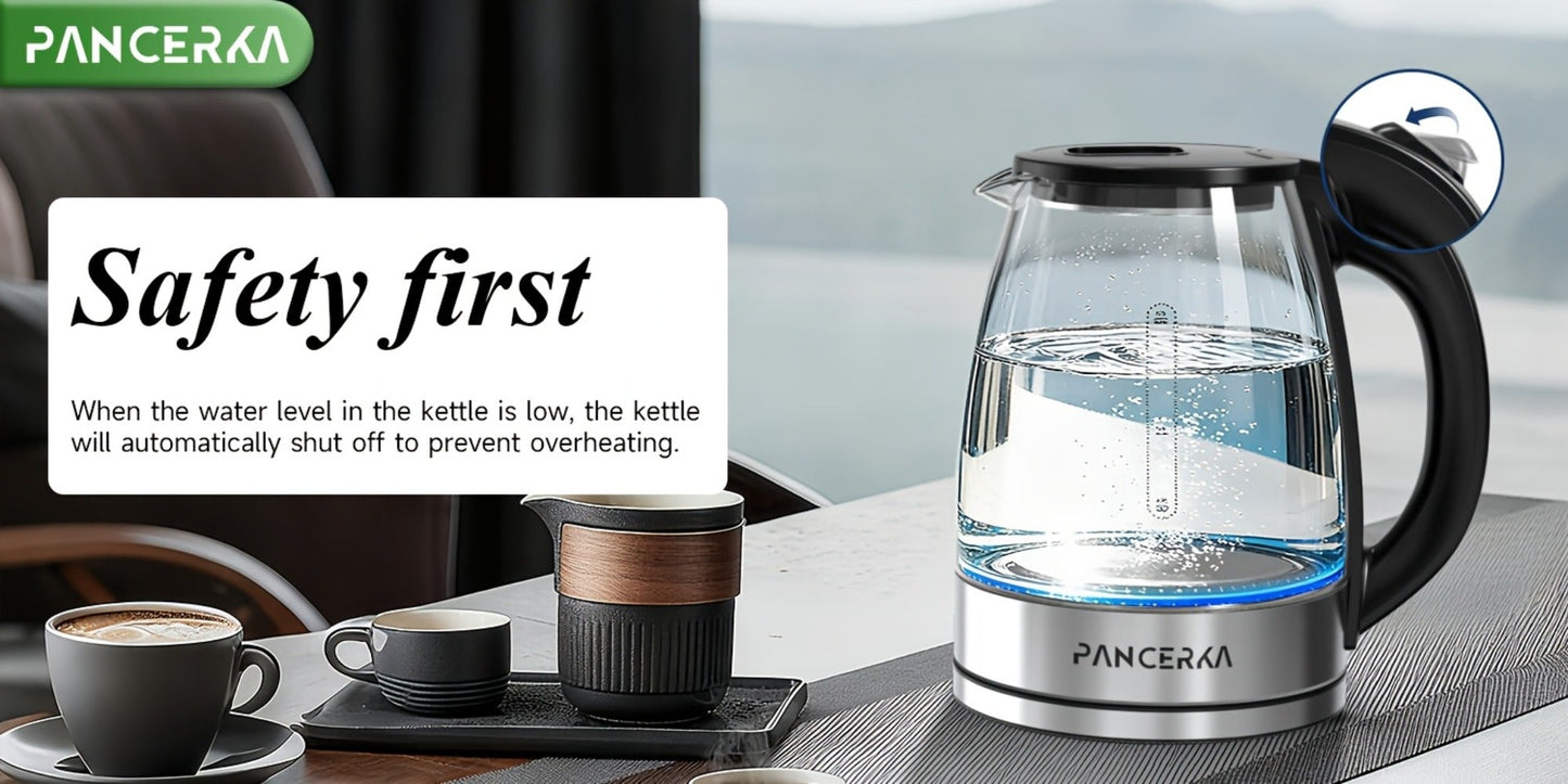 Electric Kettle 1000W Auto Shut-Off Stainless Steel Fast Boiling Hot Water Kettle 1.7L for Entryways, Bedrooms and Living Spaces