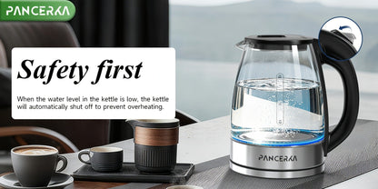 Electric Kettle 1000W Auto Shut-Off Stainless Steel Fast Boiling Hot Water Kettle 1.7L for Entryways, Bedrooms and Living Spaces