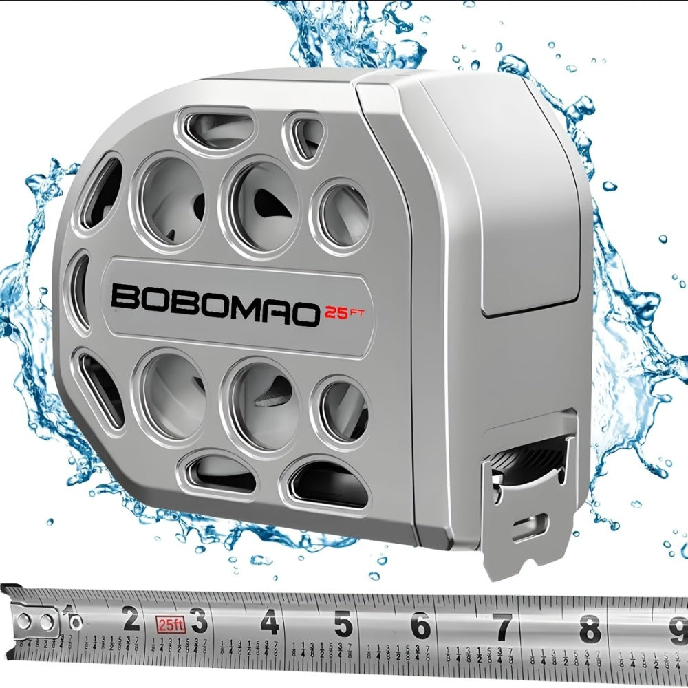Tape Measure 25ft Auto Lock Stainless Steel Magnetic Bottom Hollow Design Anti-Fall Wear Resistant Waterproof Clear Scale Titanium Measuring