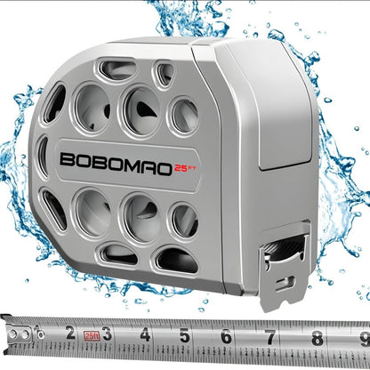 Tape Measure 25ft Auto Lock Stainless Steel Magnetic Bottom Hollow Design Anti-Fall Wear Resistant Waterproof Clear Scale Titanium Measuring