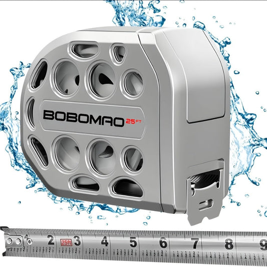 Tape Measure 25ft Auto Lock Stainless Steel Magnetic Bottom Hollow Design Anti-Fall Wear Resistant Waterproof Clear Scale Titanium Measuring