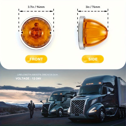 LED Side Marker Lights 2pcs Watermelon Shape Always-On Truck Side Indicator Lights Waterproof Easy Install for Semi-Trailers Boat Trailers