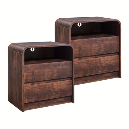 Nightstand shown in the Brown, 2 Pieces option