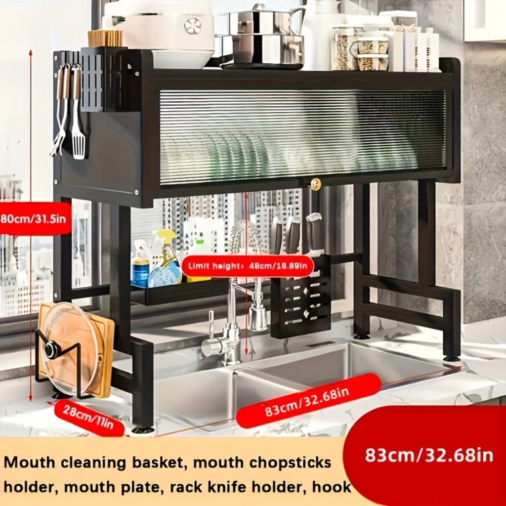 Dish Drying Rack Multi-Layer Kitchen Countertop Organizer – Dust-Free Drainer for Plates Bowls Utensils