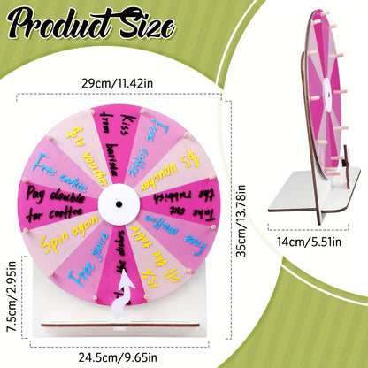 Spinning Prize Wheel 11.4 Inch Erasable Raffle Spin Wheel with Stand Tabletop Roulette Spinner for Wedding Party Family Game Night Classroom