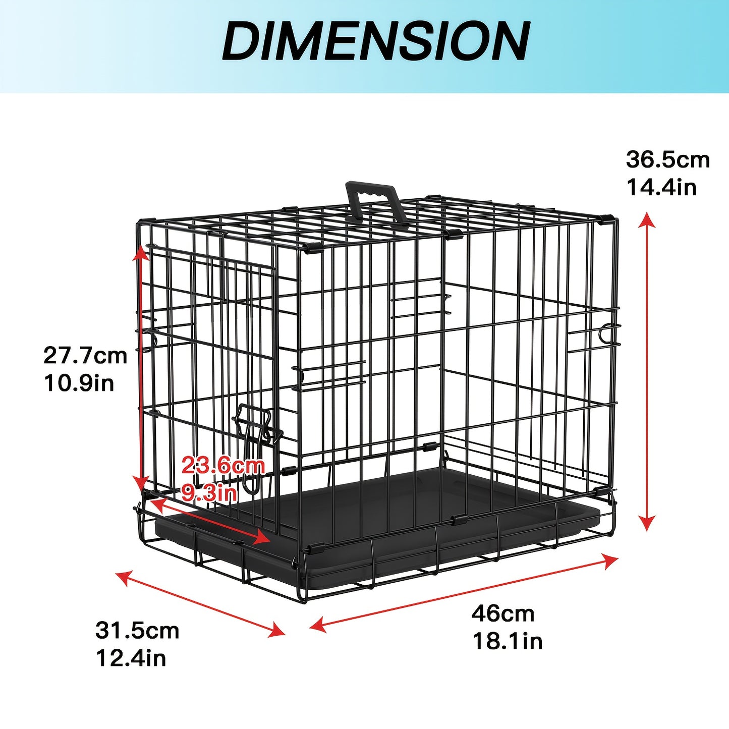 Dog Crate Foldable Metal Wire Dog Cage with Divider Panel & Leak-Proof Tray – Indoor Outdoor Dog Kennel for Small Medium Dogs