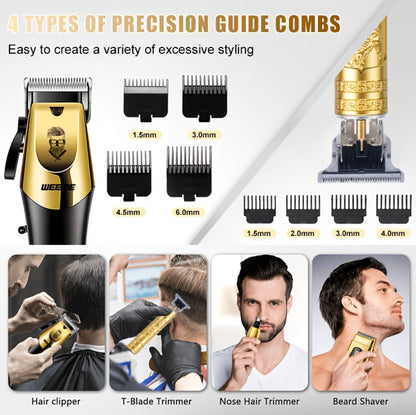 Beard Trimmer Set for Men - USB Rechargeable Hair Clipper & Grooming Kit with Battery Indicator, Comb Attachments
