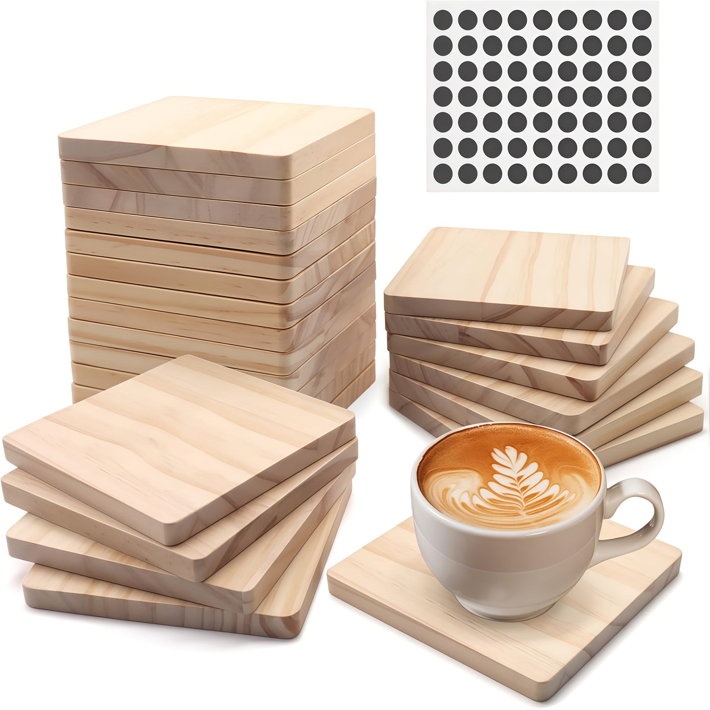 Unfinished Wood Coaster Blanks 4 Inch Round Square DIY Craft Supplies for Painting Engraving for Entryways, Bedrooms and Living Spaces