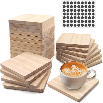 Unfinished Wood Coaster Blanks 4 Inch Round Square DIY Craft Supplies for Painting Engraving for Entryways, Bedrooms and Living Spaces
