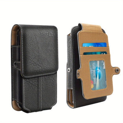 Phone Holster Belt Clip PU Leather Universal Waist Pouch 5.2–7.2 Inch – Vertical Carry Case with Metal Clip & Belt Loop for iPhone 16 15 14