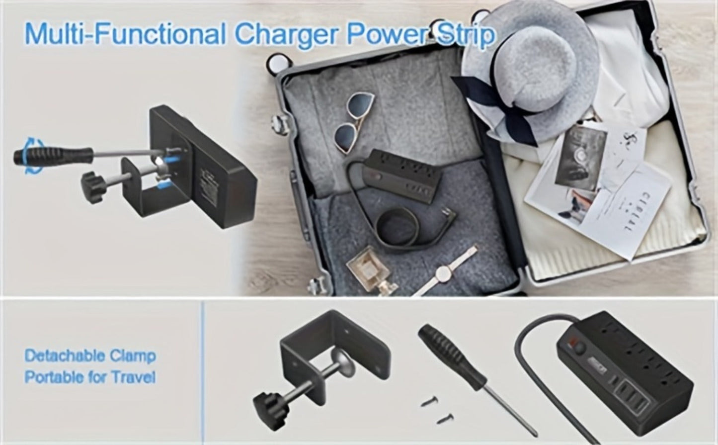 Desk Clamp Power Strip with USB-C PD 20W Fast Charging - 4 AC Outlets 4 USB Ports Surge Protector for an Everyday Personal Care Routine
