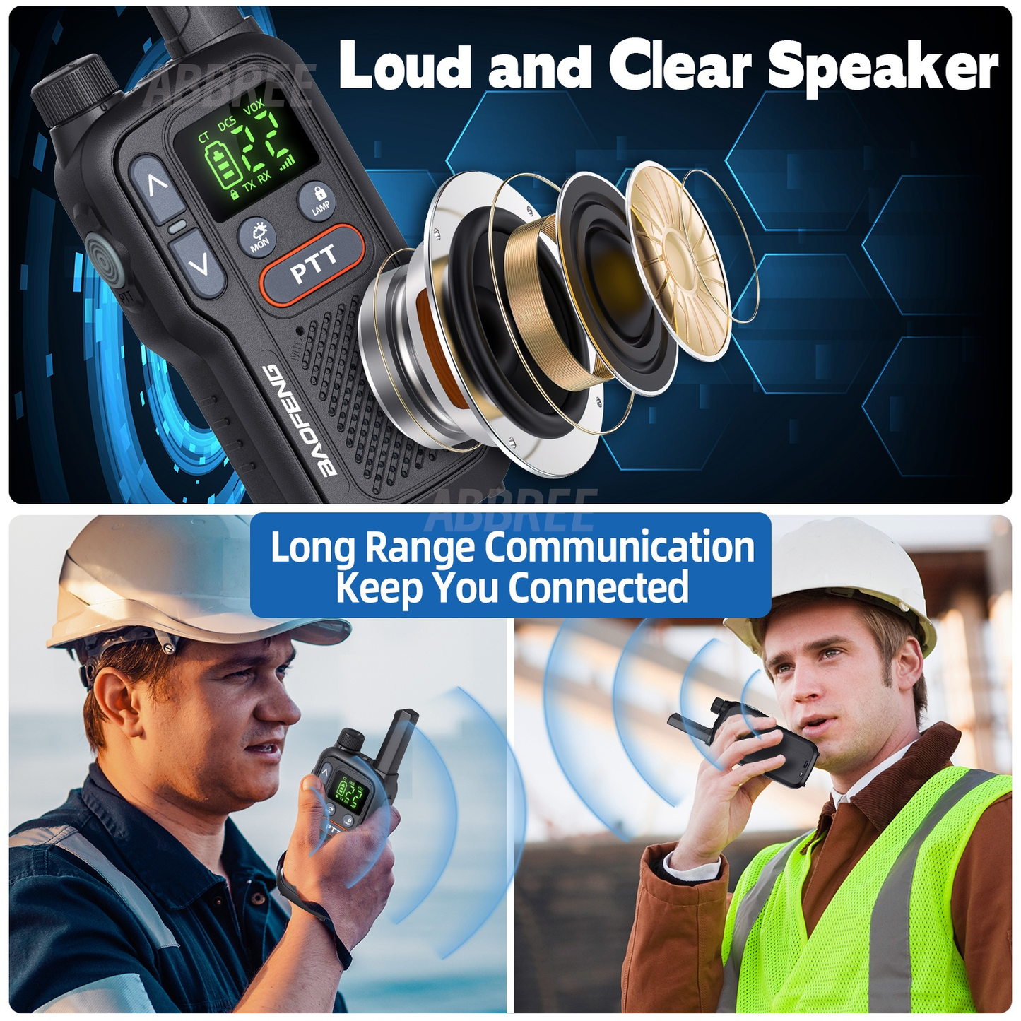 FRS Two Way Radio Rechargeable, BAOFENG BF-T18 Walkie Talkies Long Range with NOAA Weather Alert, VOX Hands-Free, 1500mAh USB-C Battery