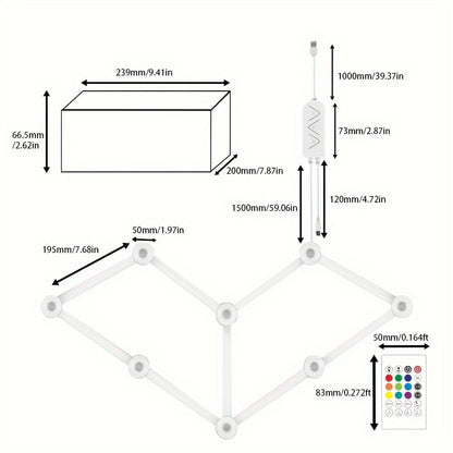 Modular LED Atmosphere Light 9pcs Starry Sky RGB, Freely Splicing, Music Sync, App & Voice Control