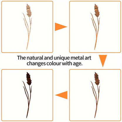 Rustic Metal Wildflower Stems, 12-Piece 30 cm Botanical Set for Vases, Planters and Garden Beds