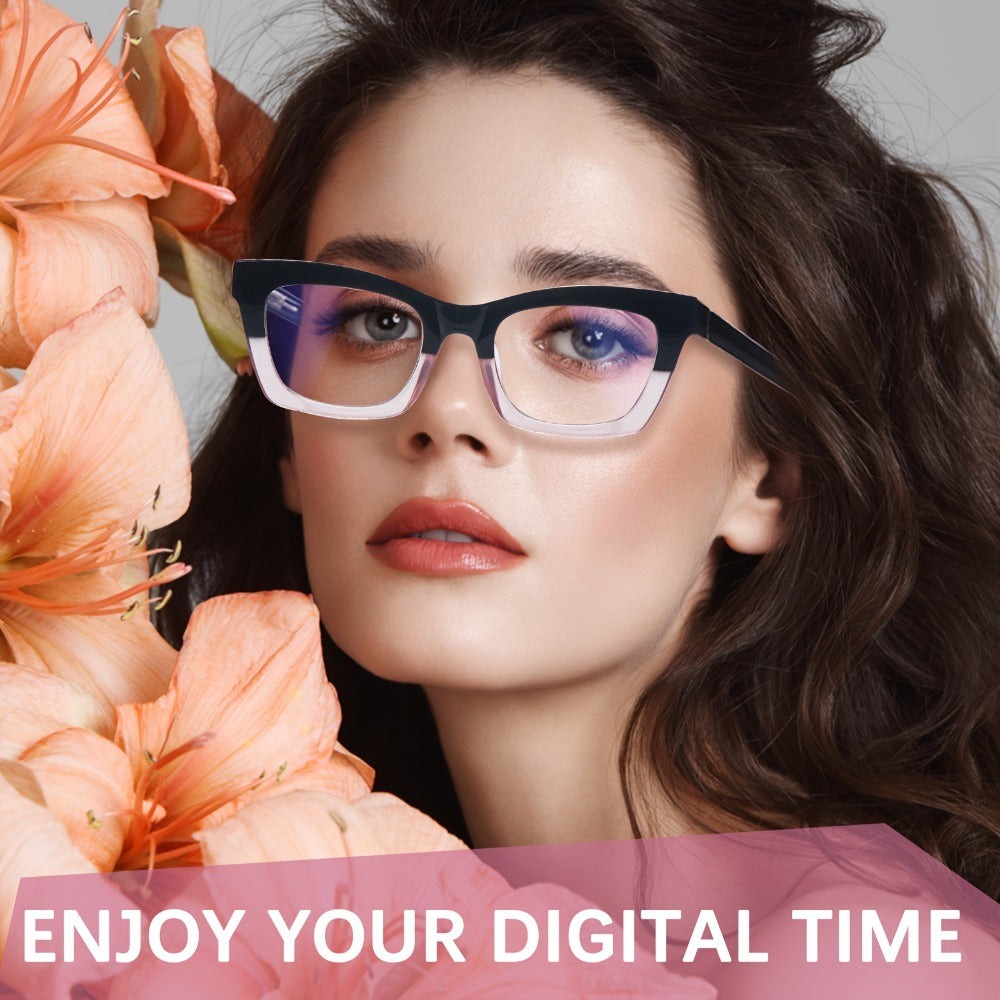 Reading Glasses – Three-Pair Square Reader Set with Spring Hinges, Cloths and Bags with Multiple Strength and Color Options