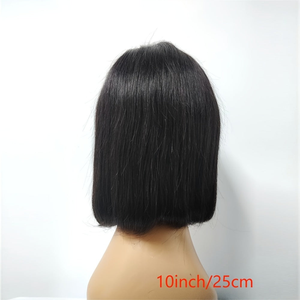 Lace Front Bob Wig Human Hair T Part 13x4 Pre-Plucked 180% Density Straight Side Part Natural, for Home, Travel and Salon Hair Styling