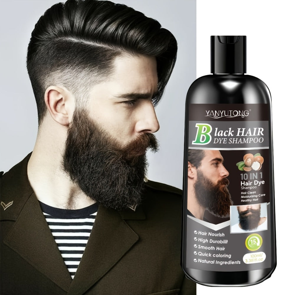 Color Shampoo for Beard & Hair, Natural Plant Dye Formula, Ammonia-Free Quick Gray Coverage