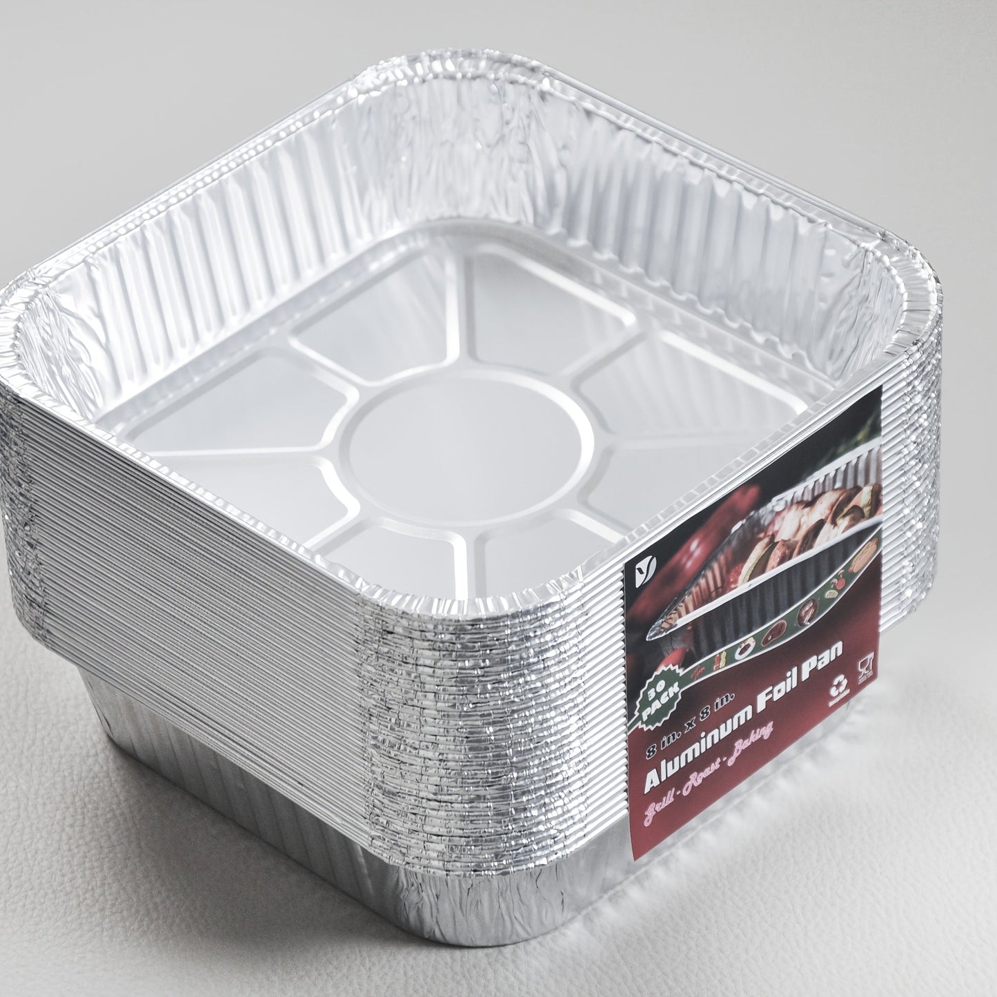 Aluminum Foil Pans 8x8 Inch 30 Pack with Lids Disposable Square Cake Pans, Baking Cooking Freezing & Meal Prep Containers