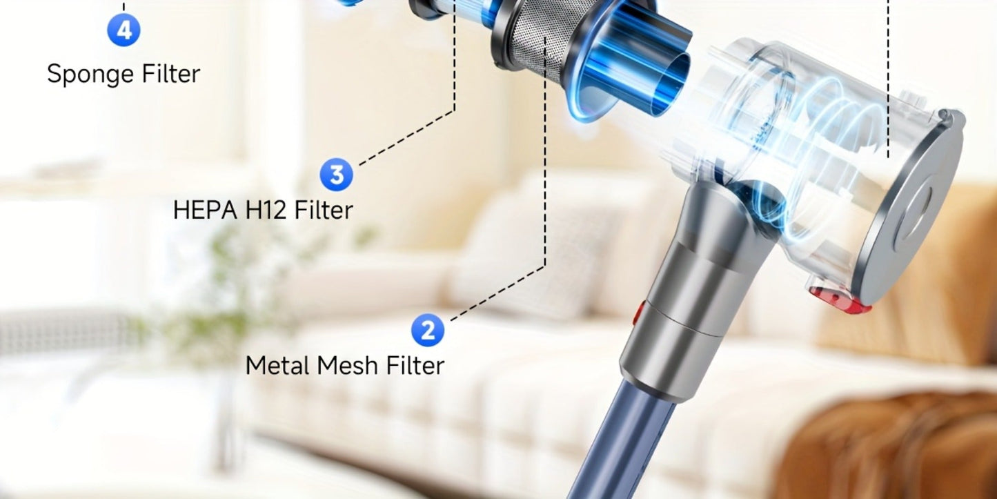 Cordless LED Stick Vacuum Cleaner with Removable Battery, Two Suction Modes and Seven Color Options