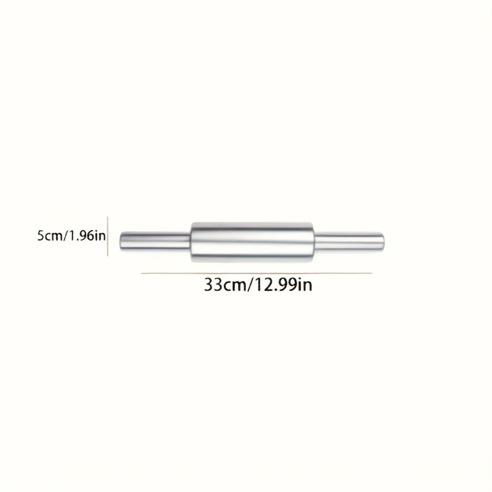 Stainless Steel Rolling Pin, Professional Non-Stick Dough Roller with Non-Slip Grip and Rounded Ends, Easy to Clean Baking Rolling Pin