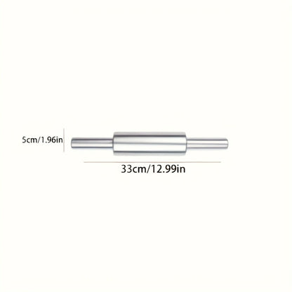 Stainless Steel Rolling Pin, Professional Non-Stick Dough Roller with Non-Slip Grip and Rounded Ends, Easy to Clean Baking Rolling Pin