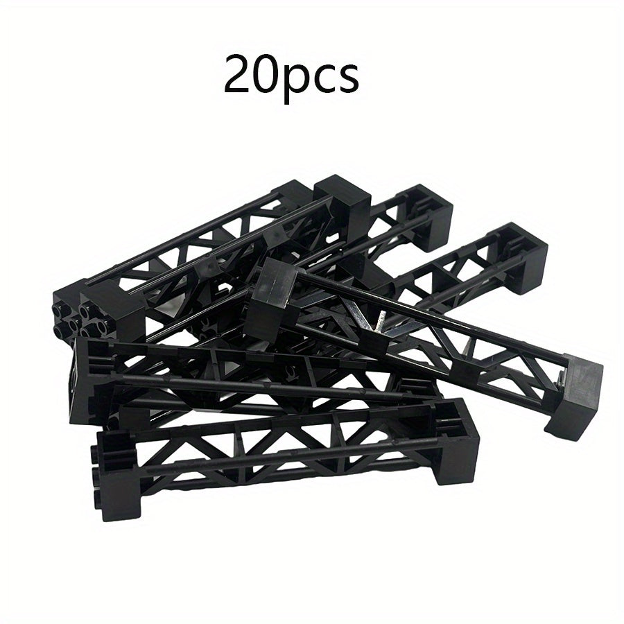 2x2x10 Pillar Support Bricks 20pcs Black – LEGO-Compatible Column Rod Blocks for MOC City Train Girder Military Architecture Builds