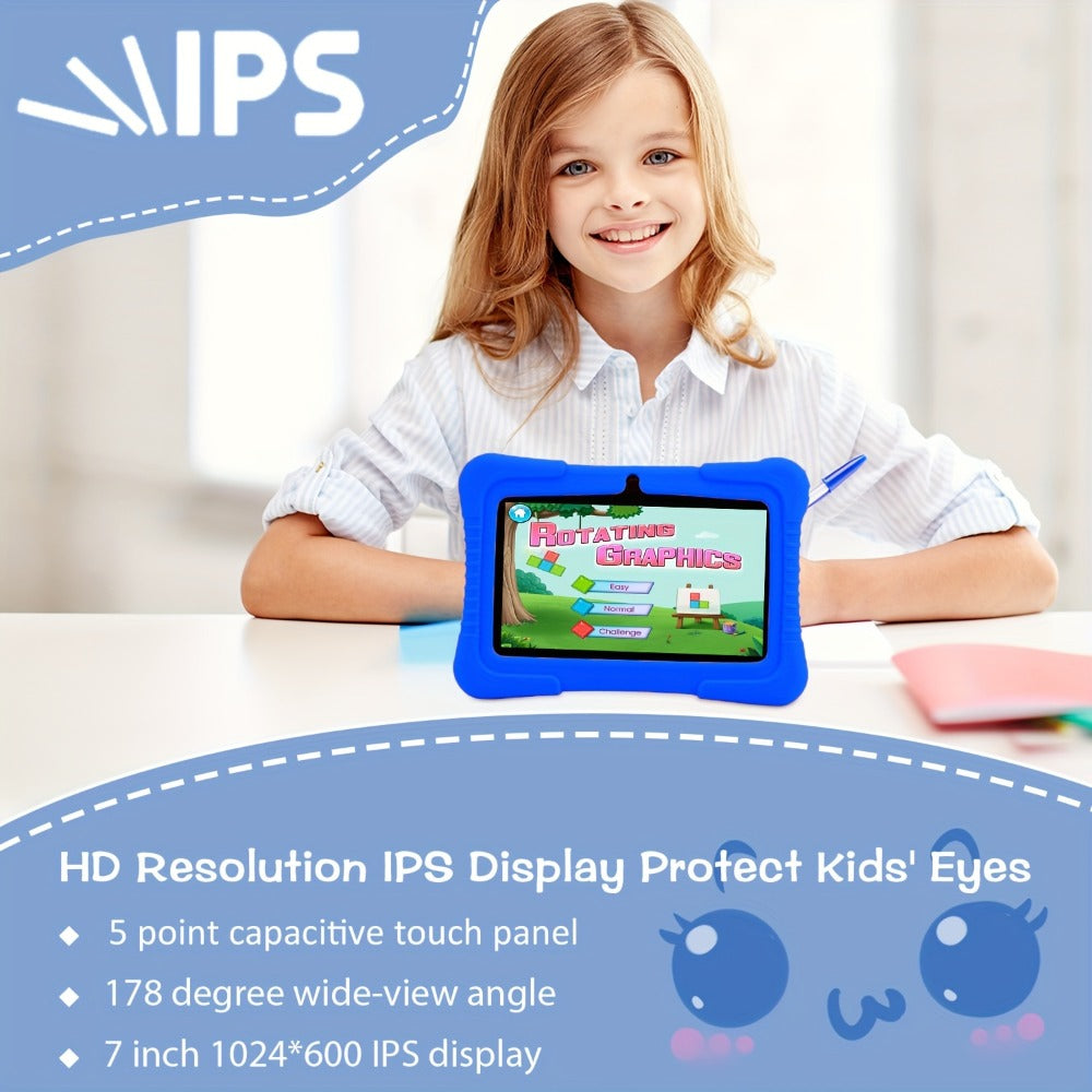 Kids Tablet 7 Inch with 2GB RAM, 16GB or 32GB Built-In Storage, 1TB Expansion Support and Silicone Case