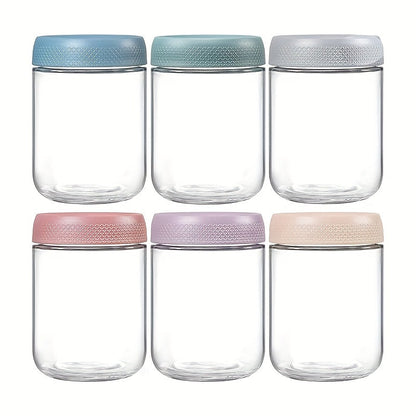 Glass Jar Food Storage Organizer Six-Pack with 16oz Screw-Top Jars and Optional Silicone Sleeves