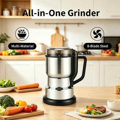 Electric Coffee Grinder 300W 25000RPM, 8-Blade Stainless Steel Spice & Grain Mill for Coffee Beans