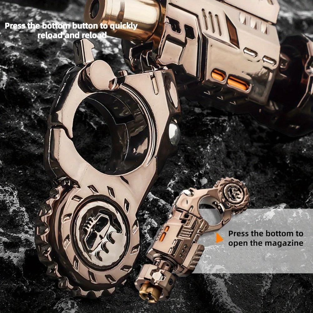 Metal Fidget Gun EDC Spinner Toy for Adults & Men, Alloy Steel Decompression Finger Spinner with 3 Reusable Shells & 20 Bullets