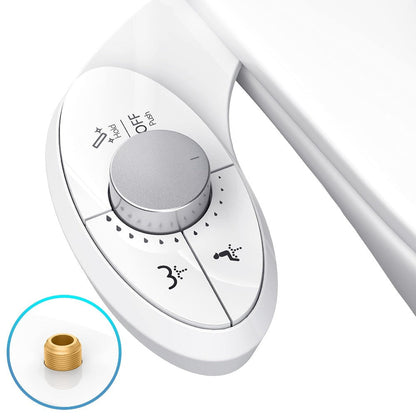 Ultra-Slim Non-Electric Bidet Attachment for Toilet, Self-Cleaning Dual Retractable Nozzles, Adjustable Water Pressure, Fresh Water Sprayer