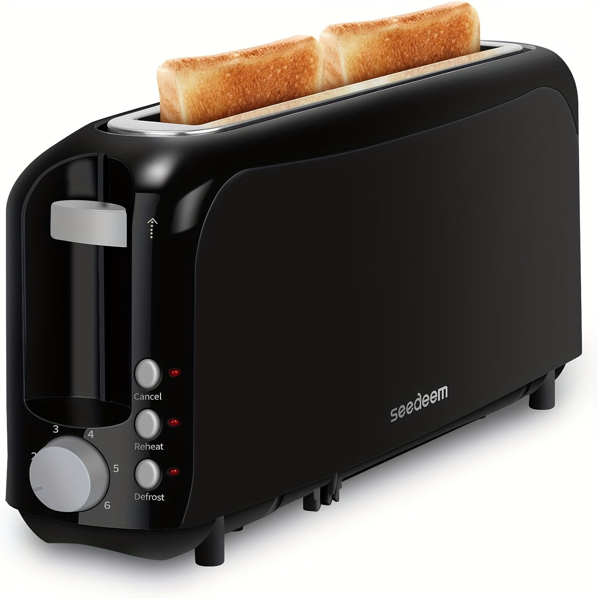 2-Slice Toaster Slim Ultra-Thin Design, 6 Browning Settings, 10" Long Slot, Reheat & Defrost Functions