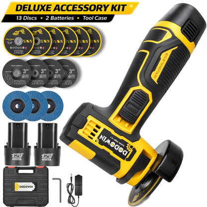 Power Tools DODOWIN 12V Mini Cordless Angle Grinder with 19, 500 and 5, 000 RPM Modes and Battery Options