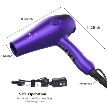 1875W Ionic Hair Dryer with Diffuser Concentrator Comb Nozzle – Professional Blow Dryer DC Motor 3 Heat 2 Speed Cool Shot Anti-Frizz Salon