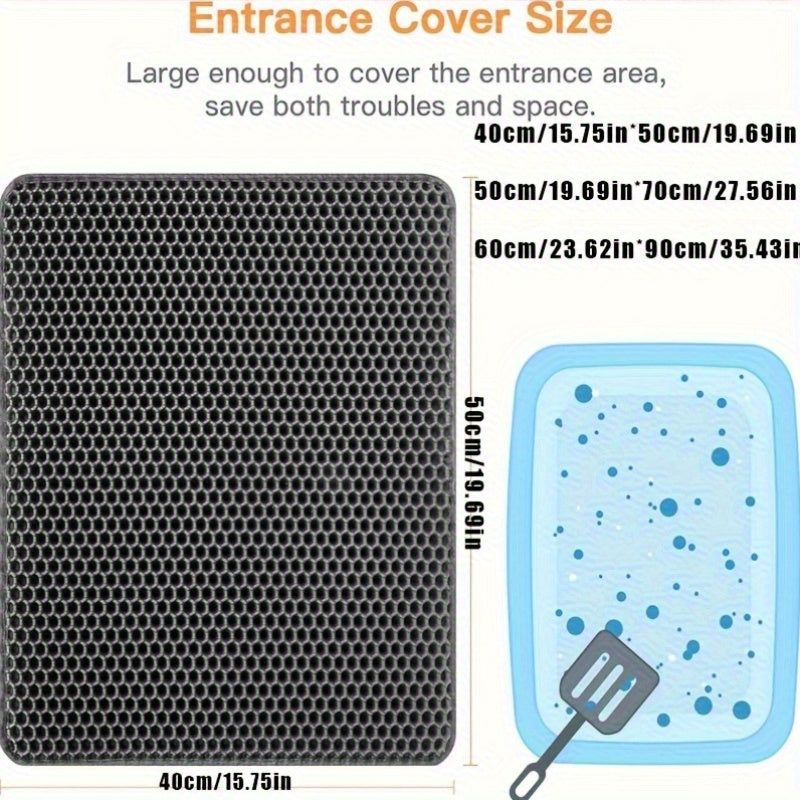 Cat Litter Mat Honeycomb Double Layer – Waterproof Urine-Proof Washable Litter Trapping Mat, Reduces Scatter & Easy to Clean