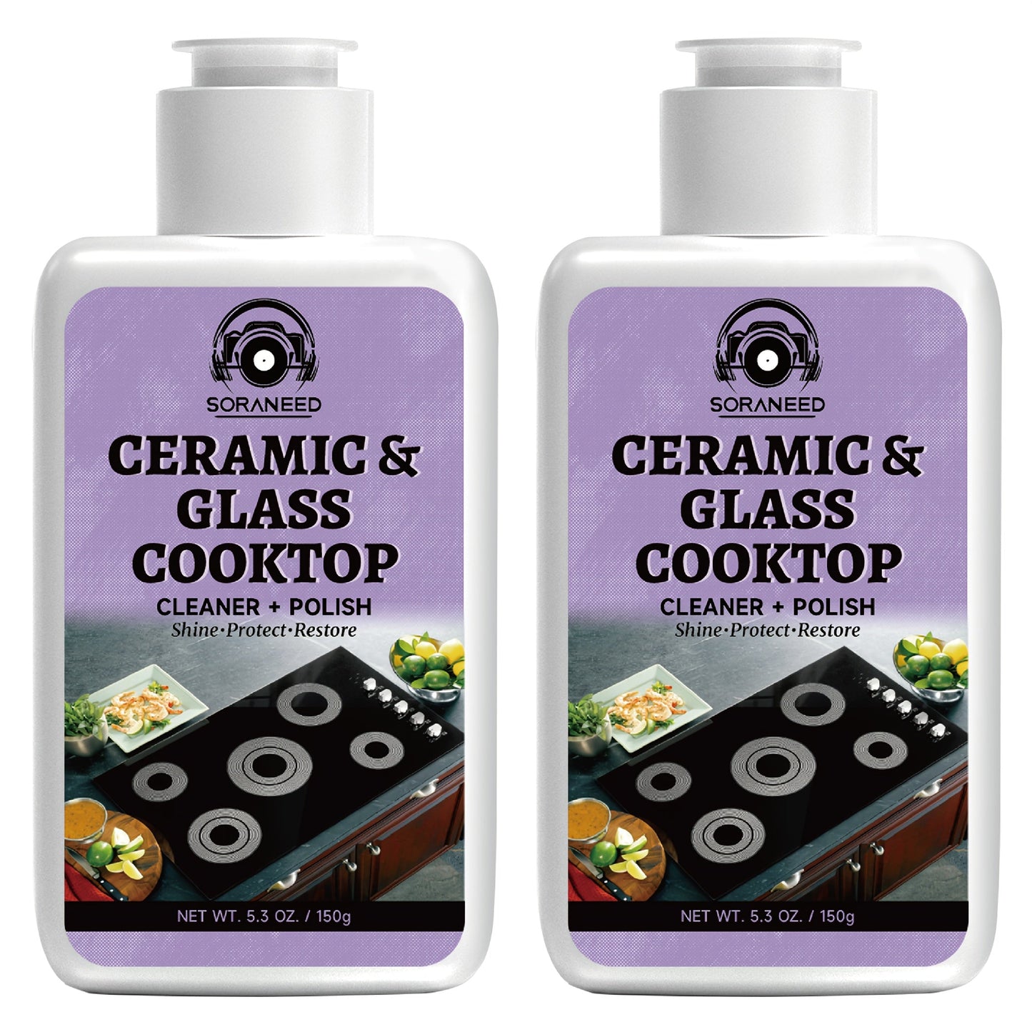 Ceramic Stovetop Cleaner Cream, Glass Stove Top Cleaning Paste, Removes Burnt-On Grease & Stains